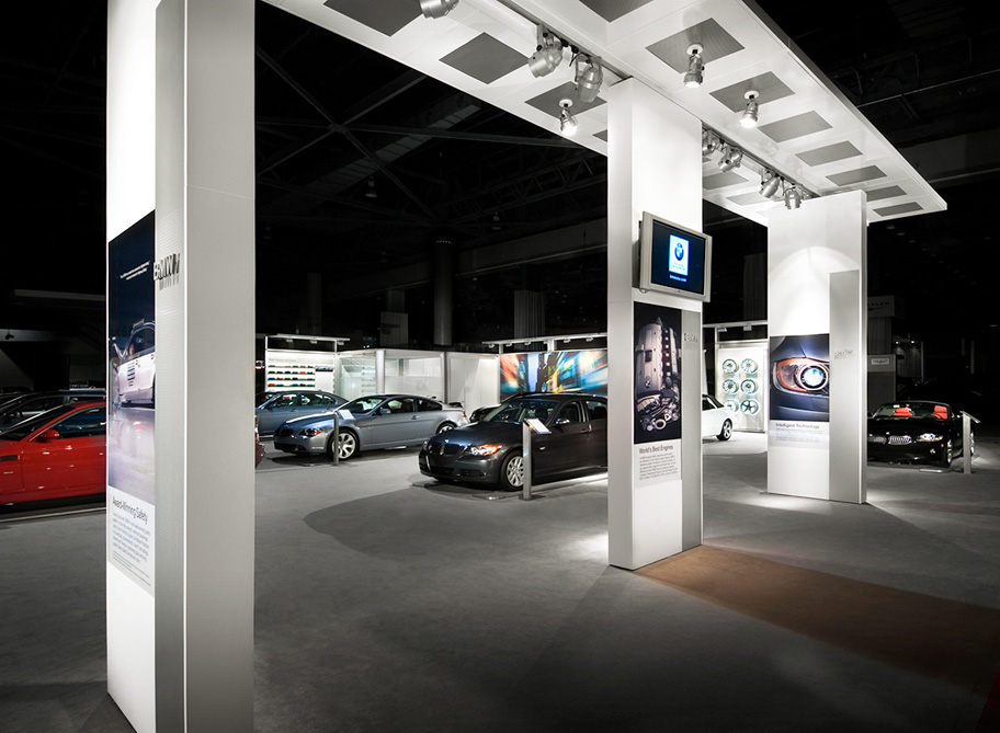McMillan Group created integrated lighting towers to provide high quality lighting to best display the BMW vehicles.