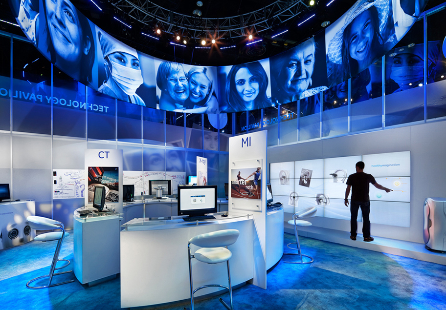 We used "layers" of information where customers can explore through multi-touch screens, one-on-one stations and with GE experts.