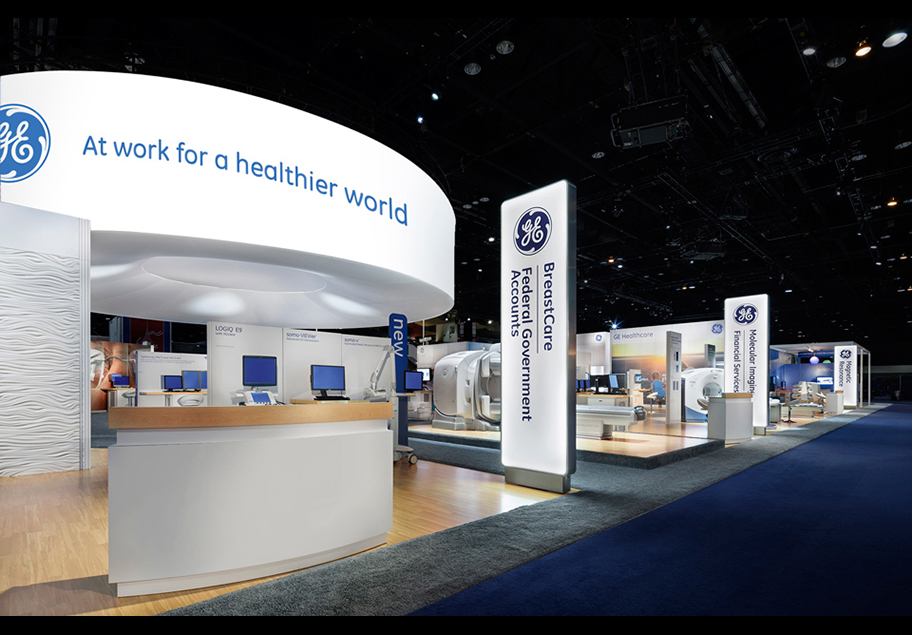 16 ft. high, back lit way finding signs guide guests to their area of interest and different scaled product demos.