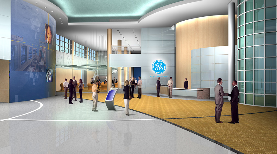 A massive LED wall with ever-changing graphics greets customers and guests in the main lobby.
